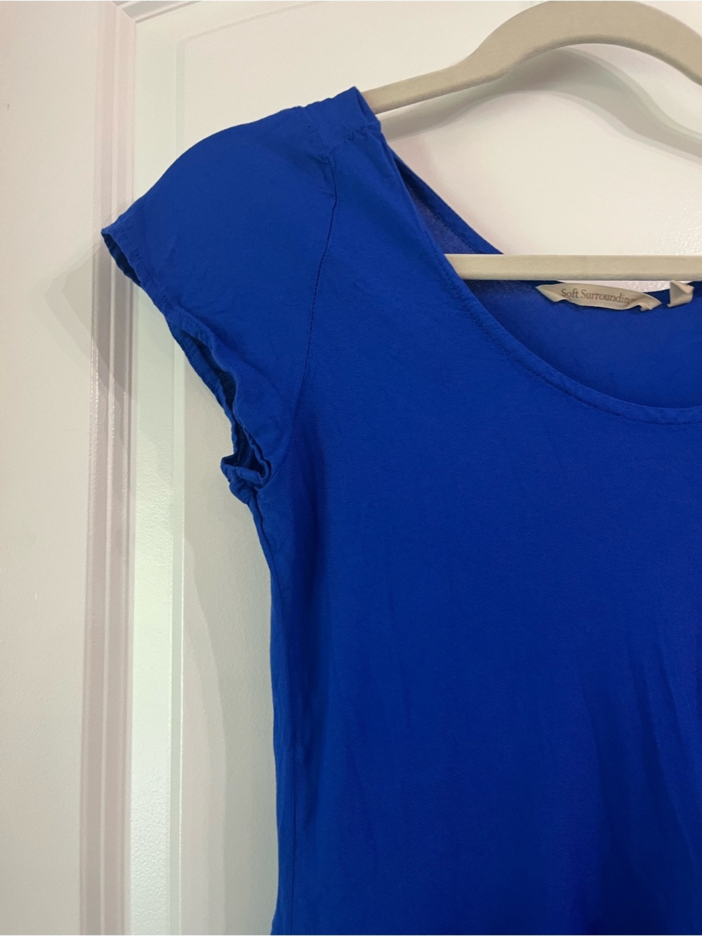 Soft Surroundings Mariana Dress Blue Tiered Scoop Neck Maxi Dress Vibrant Sz XS - Picture 5 of 8